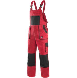 Canis Pracovné nohavice s náprsenkou CXS LUXY ROBIN predĺžené - Červená / černá | 50