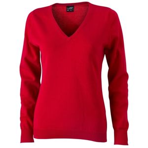 James & Nicholson Dámsky bavlnený sveter JN658 - Červená | XXL