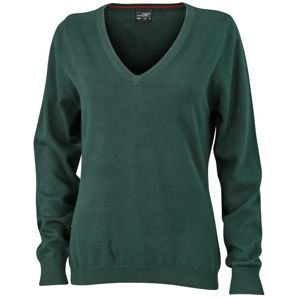 James & Nicholson Dámsky bavlnený sveter JN658 - Lesná zelená | XXL