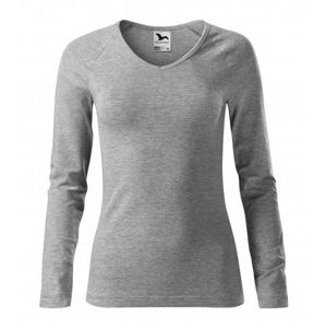 MALFINI Dámske tričko s dlhým rukávom Elegance - Tmavošedý melír | XL