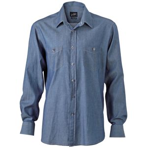 James & Nicholson Pánska džínsová košeľa JN629 - Svetlý denim | XL