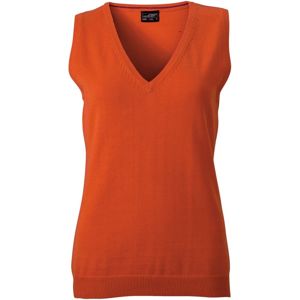 James & Nicholson Dámsky sveter bez rukávov JN656 - Tmavě oranžová | M