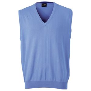 James & Nicholson Pánsky sveter bez rukávov JN657 - Ľadovo modrá | XXXL
