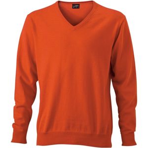 James & Nicholson Pánsky bavlnený sveter JN659 - Tmavě oranžová | S