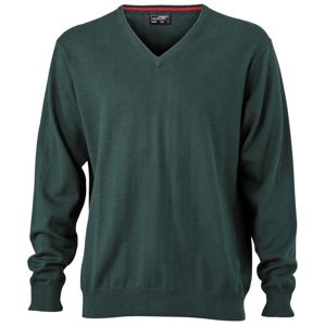 James & Nicholson Pánsky bavlnený sveter JN659 - Lesná zelená | S