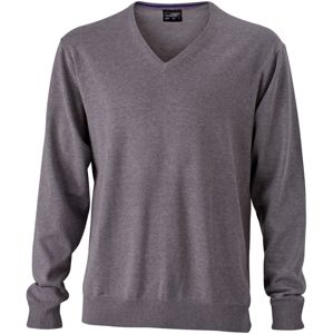 James & Nicholson Pánsky bavlnený sveter JN659 - Šedý melír | XL