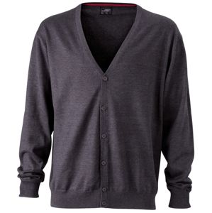 James & Nicholson Pánsky bavlnený sveter JN661 - Antracitový melír | XXL