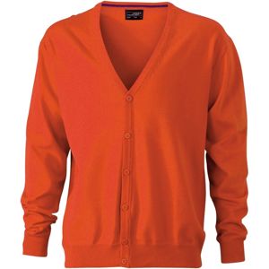 James & Nicholson Pánsky bavlnený sveter JN661 - Tmavě oranžová | XXL
