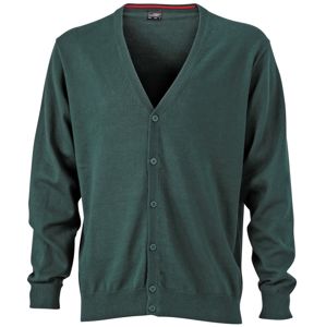 James & Nicholson Pánsky bavlnený sveter JN661 - Lesná zelená | XXXL