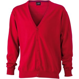 James & Nicholson Pánsky bavlnený sveter JN661 - Červená | L