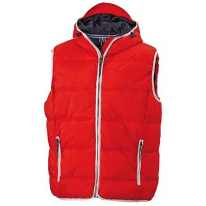 James & Nicholson Pánska vesta s kapucňou JN1076 - Červená / biela | L