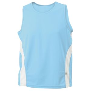 James & Nicholson Pánske športové tričko bez rukávov JN305 - Oceán / biela | S