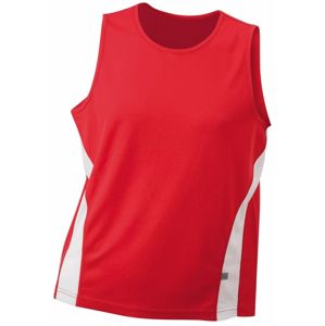 James & Nicholson Pánske športové tričko bez rukávov JN305 - Červená / biela | XXL