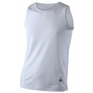 James & Nicholson Pánske športové tričko bez rukávov JN305 - Biela / biela | L