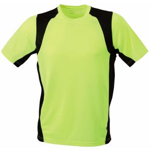 James & Nicholson Pánske športové tričko s krátkym rukávom JN306 - Fluorescenčná žltá / čierna | XXL