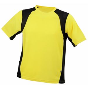 James & Nicholson Pánske športové tričko s krátkym rukávom JN306 - Žltá / čierna | S