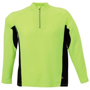 James & Nicholson Pánske športové tričko s dlhým rukávom JN307 - Fluorescenční žlutá / černá | XXL