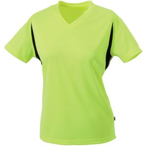 James & Nicholson Dámske športové tričko s krátkym rukávom JN316 - Fluorescenční žlutá / černá | XL