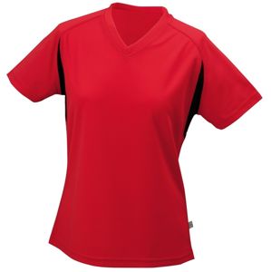 James & Nicholson Dámske športové tričko s krátkym rukávom JN316 - Červená / čierna | M