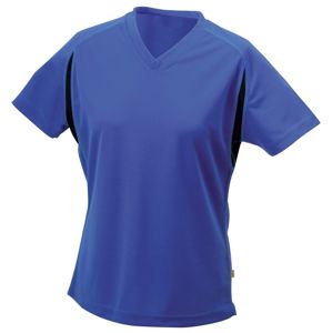 James & Nicholson Dámske športové tričko s krátkym rukávom JN316 - Kráľovská modrá / čierna | M
