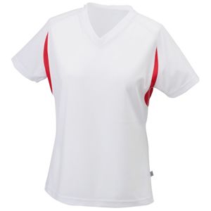 James & Nicholson Dámske športové tričko s krátkym rukávom JN316 - Biela / červená | XS