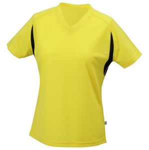 James & Nicholson Dámske športové tričko s krátkym rukávom JN316 - Žltá / čierna | XXL