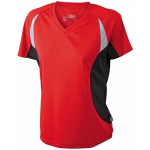 James & Nicholson Dámske funkčné tričko s krátkym rukávom JN390 - Červená / čierna | S