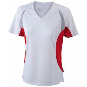 James & Nicholson Dámske funkčné tričko s krátkym rukávom JN390 - Biela / červená | M