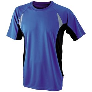 James & Nicholson Pánske funkčné tričko s krátkym rukávom JN391 - Kráľovská modrá / čierna | XXXL
