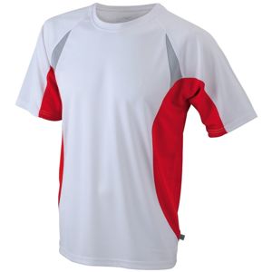 James & Nicholson Pánske funkčné tričko s krátkym rukávom JN391 - Biela / červená | XL