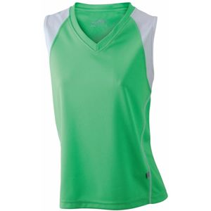 James & Nicholson Dámske bežecké tričko bez rukávov JN394 - Limetkově zelená / bílá | XXL