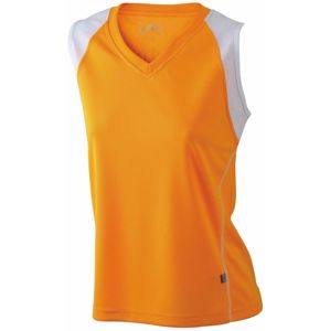 James & Nicholson Dámske bežecké tričko bez rukávov JN394 - Oranžová / bílá | S