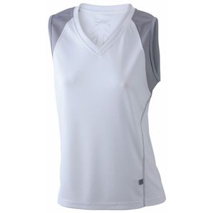 James & Nicholson Dámske bežecké tričko bez rukávov JN394 - Bílá / stříbrná | M