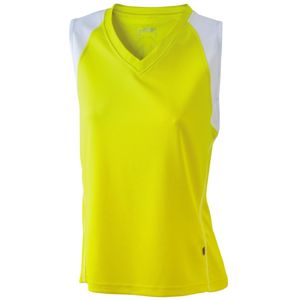 James & Nicholson Dámske bežecké tričko bez rukávov JN394 - Žlutá / bílá | XL