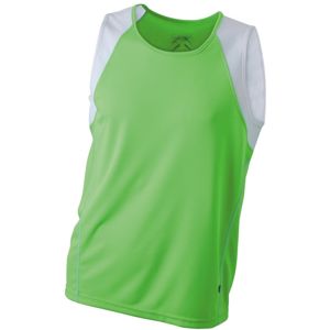 James & Nicholson Pánske bežecké tričko bez rukávov JN395 - Limetkově zelená / bílá | S