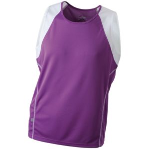James & Nicholson Pánske bežecké tričko bez rukávov JN395 - Fialová / bílá | XL