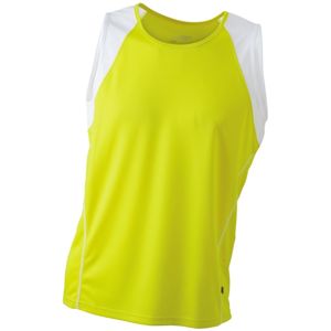 James & Nicholson Pánske bežecké tričko bez rukávov JN395 - Žlutá / bílá | L