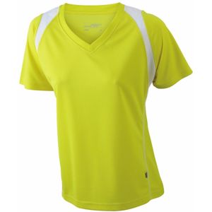 James & Nicholson Dámske bežecké tričko s krátkym rukávom JN396 - Žltá / biela | M