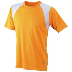 James & Nicholson Pánske bežecké tričko s krátkym rukávom JN397 - Oranžová / biela | L