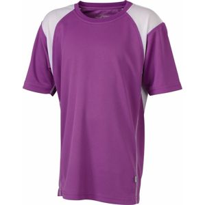 James & Nicholson Detské športové tričko s krátkym rukávom JN397k - Fialová / bílá | XXL