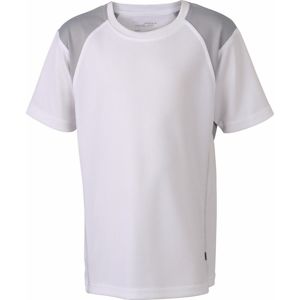 James & Nicholson Detské športové tričko s krátkym rukávom JN397k - Biela / strieborná | M