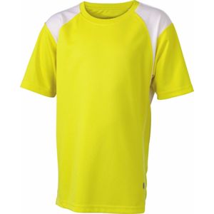 James & Nicholson Detské športové tričko s krátkym rukávom JN397k - Žlutá / bílá | M