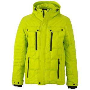 James & Nicholson Športová pánska zimná bunda JN1102 - Žlutozelená / černá | XL