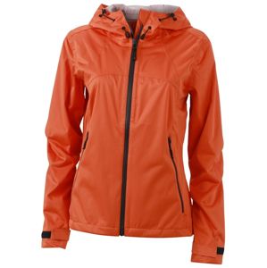 James & Nicholson Dámska softshellová bunda s kapucňou JN1097 - Tmavě oranžová / ocelově šedá | XL