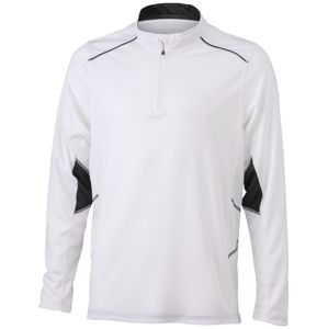 James & Nicholson Pánske funkčné tričko s dlhým rukávom JN474 - Bílá / černá | XXL
