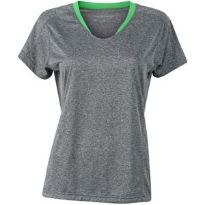 James & Nicholson Dámske bežecké tričko JN471 - Šedý melír / zelená | XL