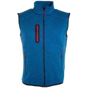 James & Nicholson Pánska vesta z pleteného fleecu JN774 - Kráľovsky modrý melír / červená | XXXL
