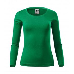 MALFINI Dámske tričko s dlhým rukávom Fit-T Long Sleeve - Stredne zelená | L