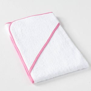 Dobrý Textil Detská osuška s kapucňou - Biela / ružová