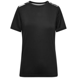 James & Nicholson Dámske športové tričko JN523 - Čierna / čierno potlačená | S